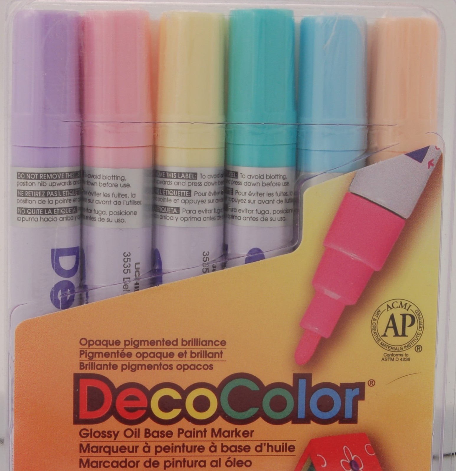 Marvy Uchida DecoColor Paint Markers Set 6 Pens Bold Tip Point