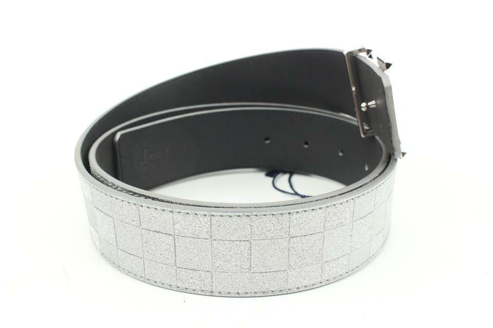 Louis Vuitton Glitter Silver Damier LV Pyramide 40mm Belt 37LV128S image 5