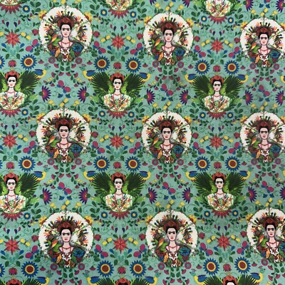 Frida Kahlo Baumwollstoff Mexikanische Künstlerin Quilten Basteln 140cm 1 Meter