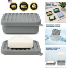 Leak-Proof Silicone Travel Soap Case with Drainage Lid - Perfect for Adventure
