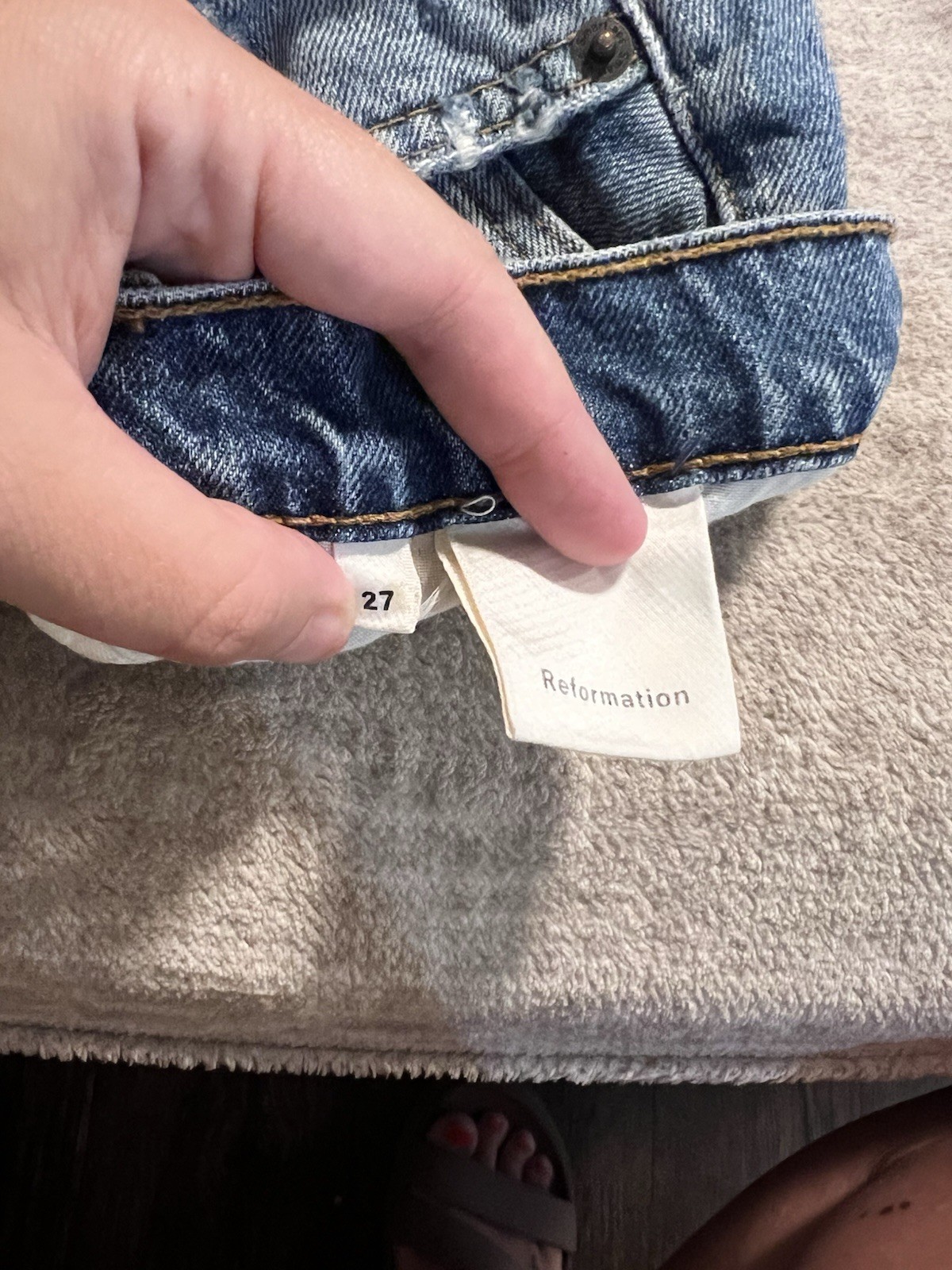 Reformation Distressed Denim Women’s Shorts - Blue Size 27 image 5