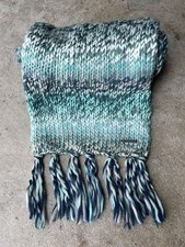 Prana Womens Multicolor Blue Knit Chunky Long Scarf Wrap 82" x 10" Neck Warmer