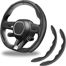 2pcs Carbon Fiber Anti-Skid Steering Wheel Cover, Anti-Skid Steering Wheel Cover