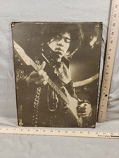 Antique Record Store Promo Display Photo Jimi Hendrix Fender Guitar Good Shape
