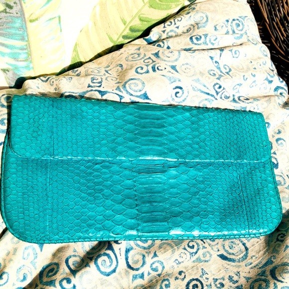 Alexandra Knight Mint Matte Python Soft Clutch Bag - image 1