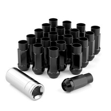 20PCS M12x1.5 Open End Bulge Acorn Black Lug Nuts - 60 Conical Seat - 50mm He...