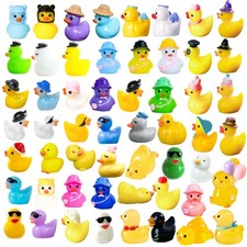 U-Zimikee 60 Pcs Multicolor Mini Resin Ducks, Tiny Ducks to Mini,