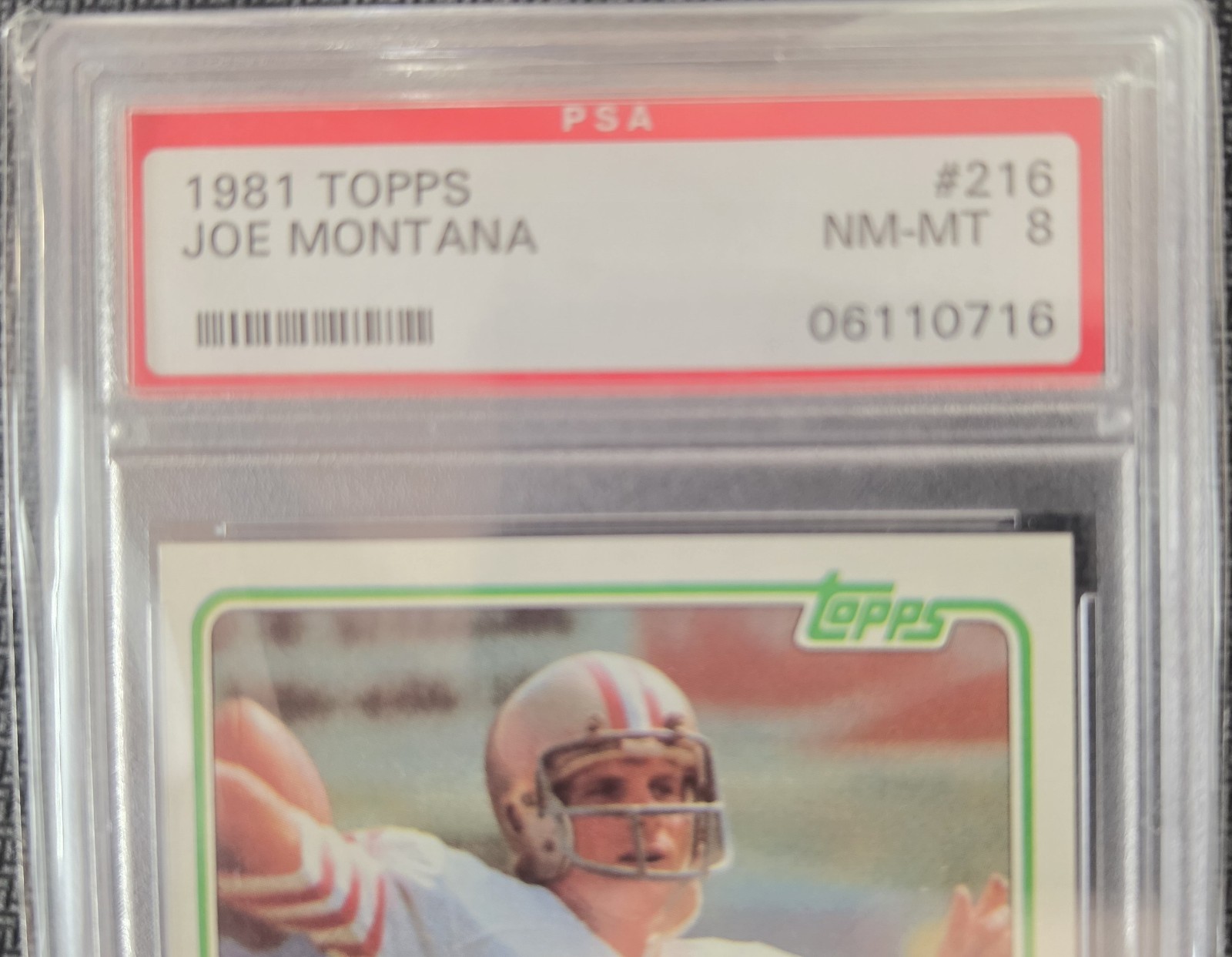 1981 Topps Joe Montana #216 PSA 8 RC view 2