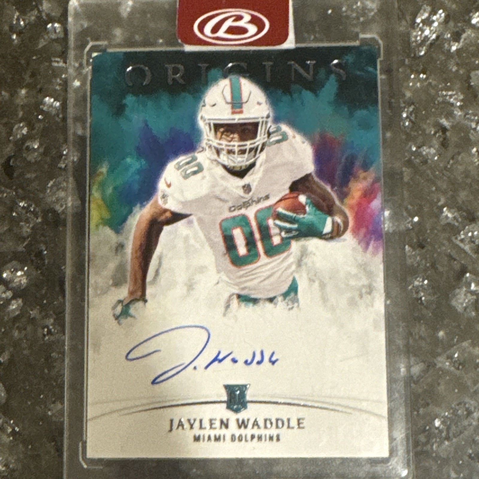 2021 Panini Origins Jaylen Waddle Rookie Auto Red /99 #RA-JW RC Dolphins