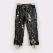 Vintage Mossy Oak Men's Medium 32x34 Camo Black Cargo Pants Hunting Outdoor