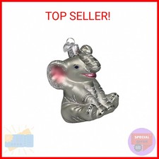 Old World Christmas Little Elephant Glass Blown Ornament for Christmas Tree, Han