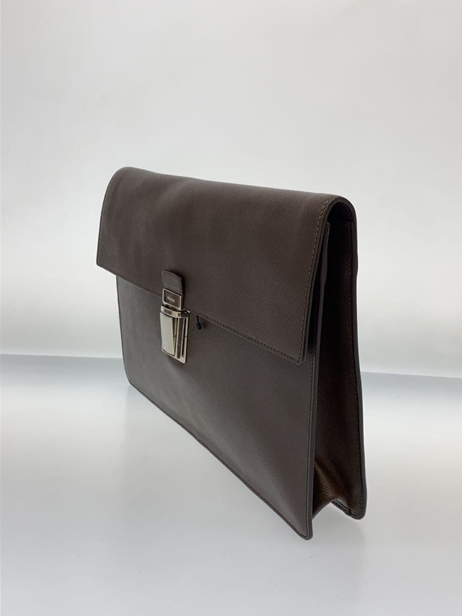 PRADA SAFFIANO TRAVEL Saffiano Clutch Bag PVC BRW Plain VR0089 thumbnail 2