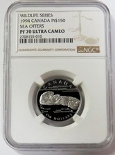 1994 PLATINUM 766 MINTED CANADA $150 SEA OTTERS 1/2oz NGC PF 70 ULTRA CAMEO 4290.00 per troy oz
