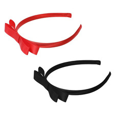 2 Pcs Bow Headband for Women, Black Red Bow Headbands, Cute Bowknot