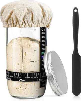 Sourdough Bread Baking Supplies,24 Oz Sourdough Starter Jar Glass, Sourdough Sta