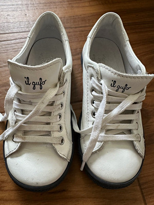 Boy İl Gufo White Leather Low Top Lace-Up Sneakers Rubber Outsole