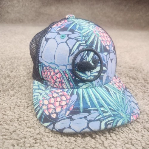 Vineyard Vines Hat Trucker Cap Turtle Whale Embroidered Mesh Back Snap Blue