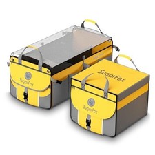 Car Trunk Organizer for SUV - 63L 26L Modular Storage, Heavy-Duty, Gray/Yellow