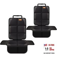 Car Seat Protector, 2 Pack, Thickest Padded 600D Fabric Padding, 2 Pack Black