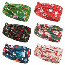 6pcs Christmas Headband for Women Santa Claus Snowman Stretchy Christmas 4