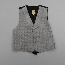 Vintage Wahmaker Vest Mens XL Gray Paisley Waistcoat Frontier Western Cowboy USA