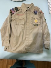 Boy Scouts of America Uniform Shirt with Badges. Size Youth Large Long Sleeve