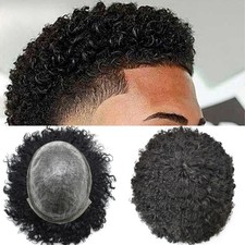 Afro Toupee For Black Men Mens Thin Skin Hairpieces African American Hair System
