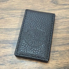 Harley-Davidson Men's Bar  Shield Pebbled Leather Magnetic Money Clip Black
