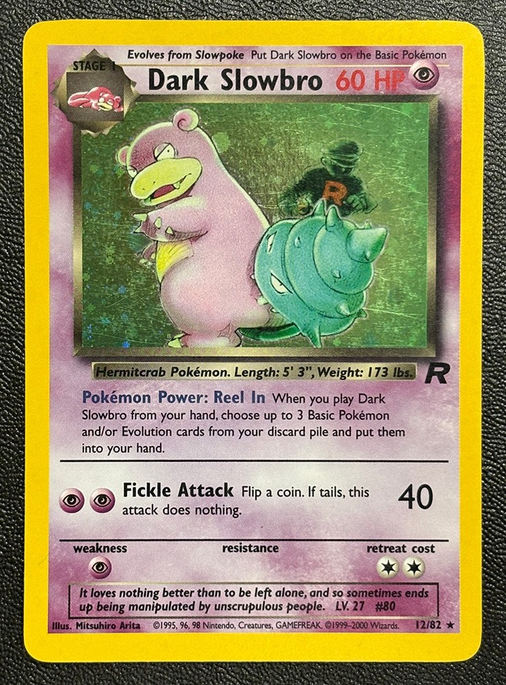 Pokemon Card - Team Rocket 12/82 - DARK SLOWBRO (holo-foil) *Played*