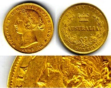 Australia MINT ERROR and RARE YEAR 1863 SYDNEY SOVEREIGN GOLD COIN.