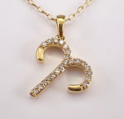 Aries Sign Pendant 0.50 Ct Round Lab Created Diamond 14K Yellow Gold Plated