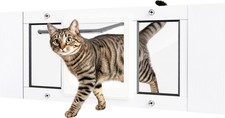 Cat Door for Window Weatherproof: Aluminum Frame Flap Pet Door Quick Fit Window