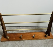 Vintage Wandgarderobe. Mit Hutablage.Holz/Messing. Rockabilly