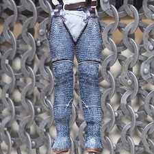 Chainmail Chausses   9mm Flat Riveted Solid Ring Leggings with Leather Trim