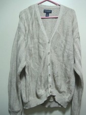 Roundtree&York Cardigan Sweater MEN SZ XLT OATMEAL 100% Cotton Grandpa/Preppy