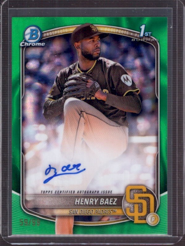 HENRY BAEZ 2025 Bowman Chrome 1st Green Lava Refractor RC Autograph Auto #59/99