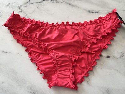 Victoria's Secret Swim Ruched Ruffled Cheeky Bikini Bottom 2OFP Pink Island Nwt