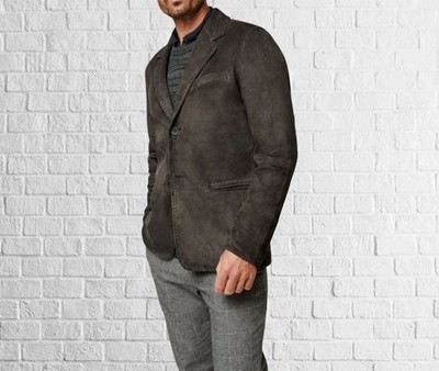 Elevate Your Look with Premium Suede Leather Gray Blazer for Every Occasion