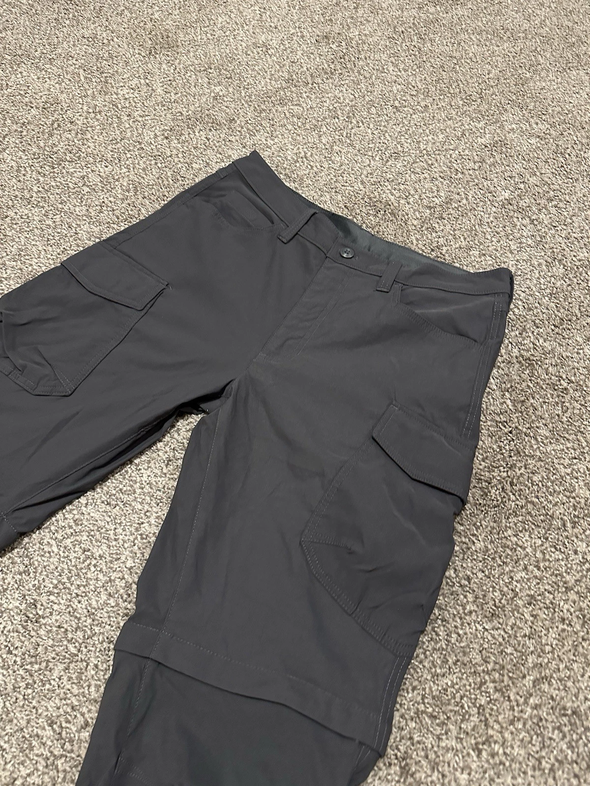 Eddie Bauer Convertible Pants Men 32x30 Grey Cargo Pockets Hiking Nylon Stretch