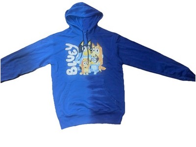 Bluey Hoddie  Adult  Small  Blue Cartoon Dogs Graphic  Funny TV Show Casual