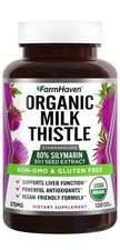 USDA Organic Milk Thistle Capsules  30X Concentrated Seed Extract  80 Sily...