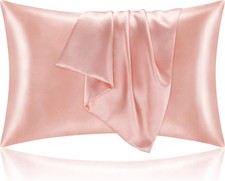 Satin Pillowcase for Hair and Skin 2 Pack Silk Feel Standard Size Cooling Coral