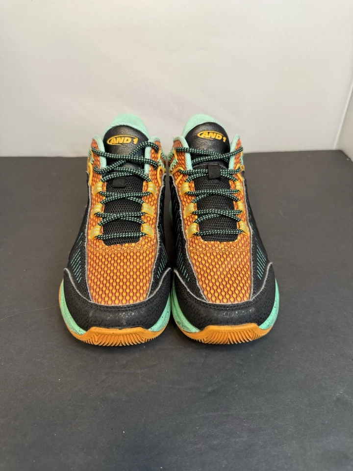 Zapatos de baloncesto And1 Explosive Boy talla 3 vintage naranja verde azulado y negro Foto 3 de 4