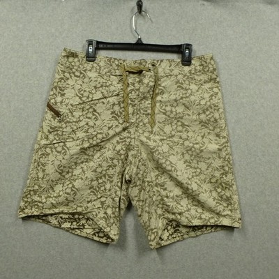 Patagonia Shorts Men 34 Alpaca Brown Floral Wavefarer II Board Hiking Outdoor