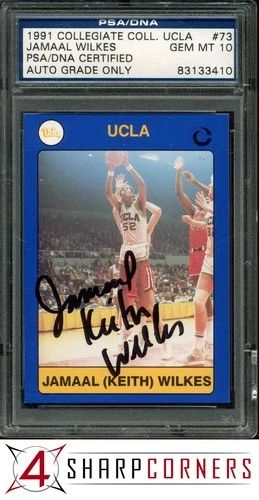 1991 COLLEGIATE COLLECTION UCLA #73 JAMAAL WILKES HOF PSA DNA AUTO 10