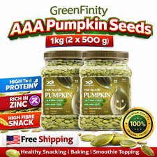 GreenFinity AAA Pumpkin Seeds 1kg 2x500g Raw Unsalted High Protein Snack 22.95 per kilo