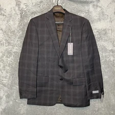 Michael Kors Men Brown Kidwell Plaid Single Breasted Classic Sport Coat Blazer