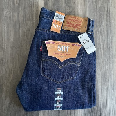 Levis 501 Jeans Size 34 X 32 Light Stonewash Mens Original Button 