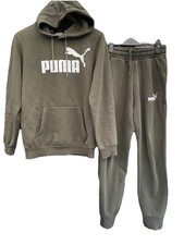 Puma Unisex Tracksuit Set Green Large Hoodie XS Joggers Big Logo