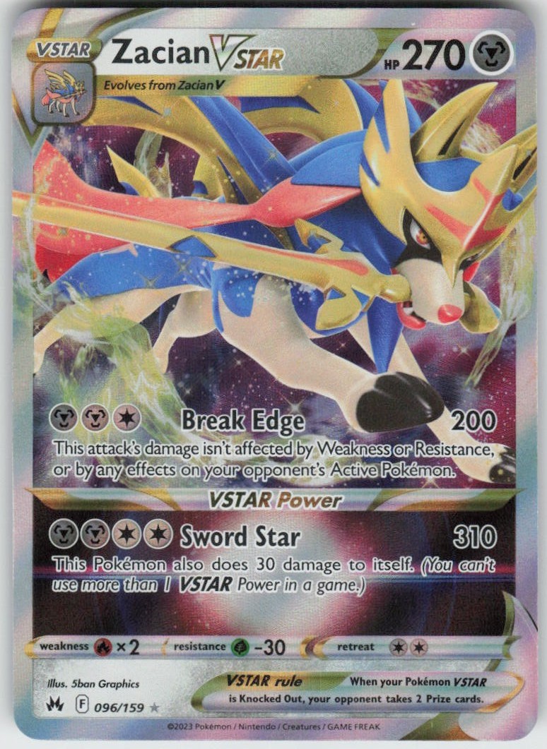 Zacian VSTAR 096/159 VSTAR Rare Crown Zenith Near Mint
